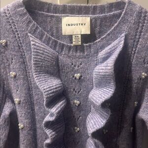 Industry Republic Pearl Ruffle Open Knit wool blend Sweater